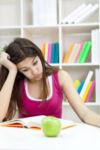 girl stressed studying