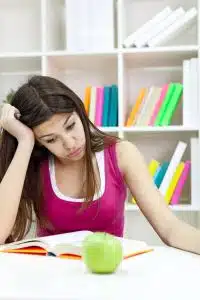 girl stressed studying