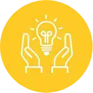 Group_ Icône de mains tenant une ampoule lumineuse, illustrant l'étape « Comprendre » vos émotions